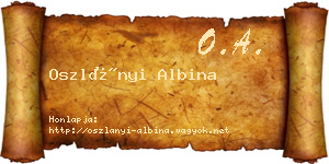 Oszlányi Albina névjegykártya